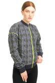 MAAJI Bomber Jacket Size L Optical Pattern Perforated Full Zip Ribbed Neck gallery photo number 3
