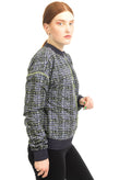 MAAJI Bomber Jacket Size L Optical Pattern Perforated Full Zip Ribbed Neck gallery photo number 4