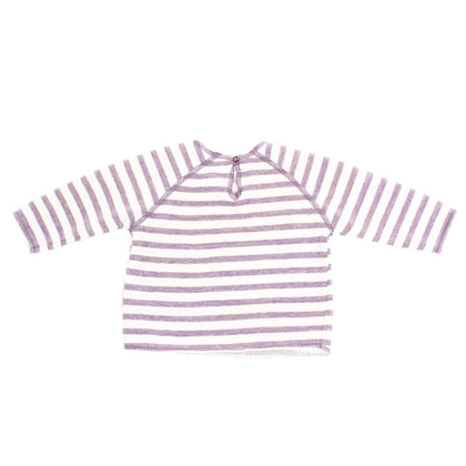 DE CAVANA Sweatshirt Size 24M Lame Effect Striped Raw Edge Keyhole Made in Italy gallery photo number 2