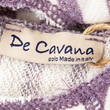 DE CAVANA Sweatshirt Size 24M Lame Effect Striped Raw Edge Keyhole Made in Italy gallery photo number 4