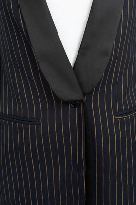 WEILI ZHENG Blazer Jacket Size XS Pinstripe Single Breasted Shawl Lapel gallery photo number 6