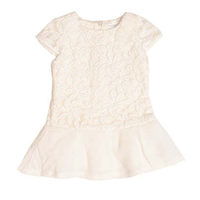 SHE.VER CHIC Flippy Dress Size 6M Ivory Embroidered Short Sleeve Crew Neck