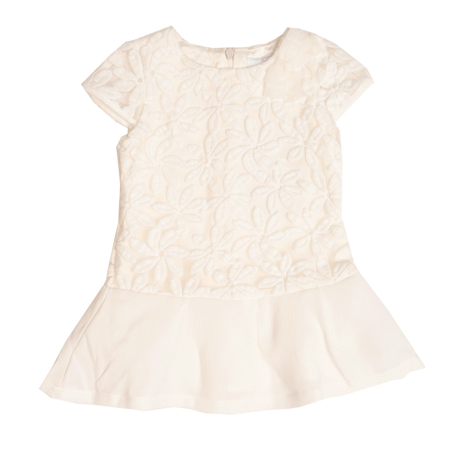 SHE.VER CHIC Flippy Dress Size 6M Ivory Embroidered Short Sleeve Crew Neck gallery main photo