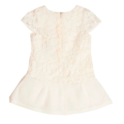 SHE.VER CHIC Flippy Dress Size 6M Ivory Embroidered Short Sleeve Crew Neck