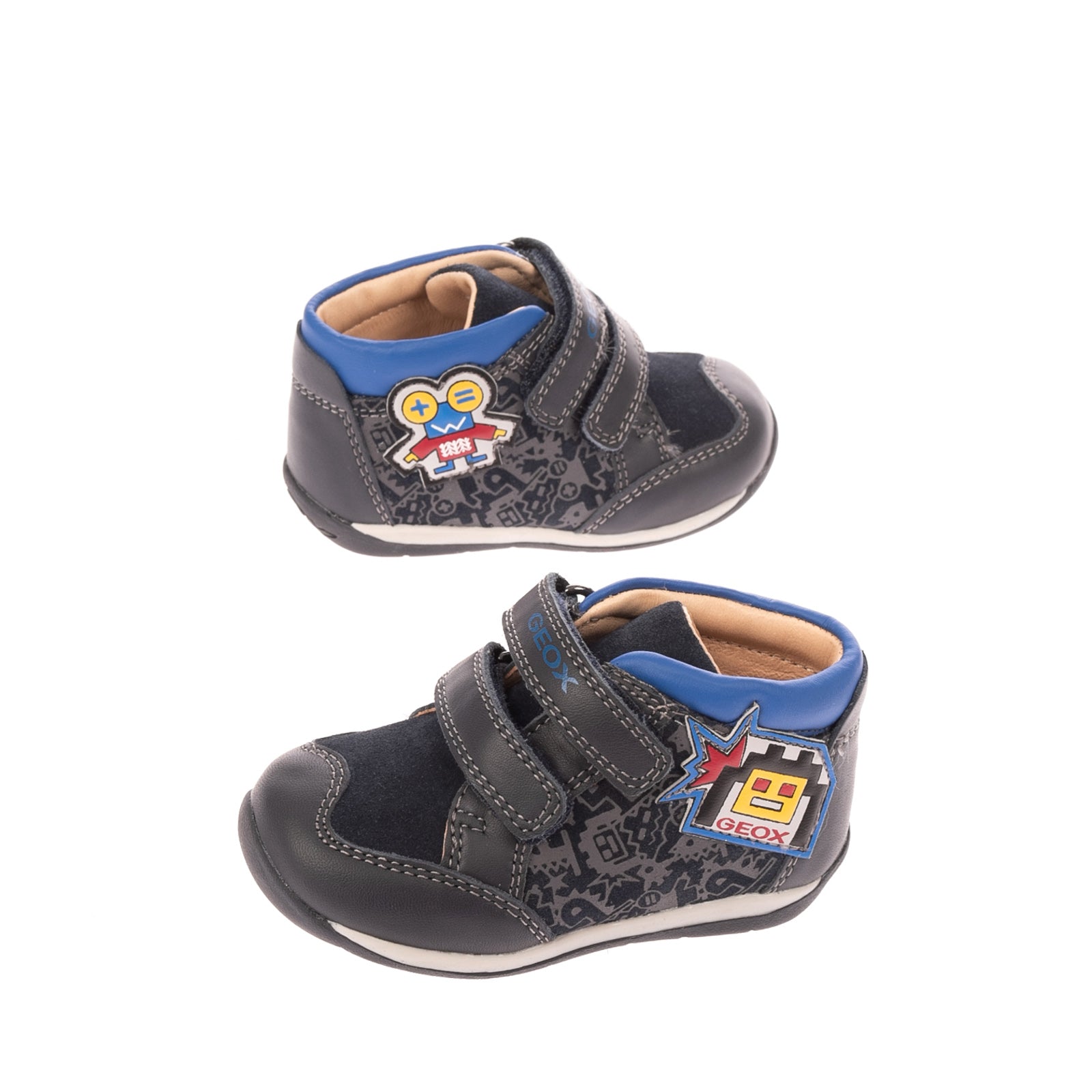 GEOX RESPIRA Baby Leather Sneakers Size 20 UK 3.5 US 4.5 Patterned Breathable gallery main photo