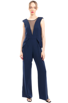 RRP €295 ANNARITA N Jumpsuit Size 44 - M Tulle Insert Sleeveless Made in Italy