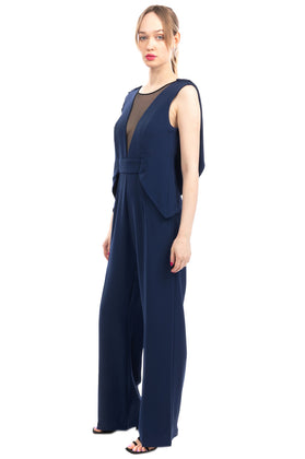 RRP €295 ANNARITA N Jumpsuit Size 44 - M Tulle Insert Sleeveless Made in Italy gallery photo number 3