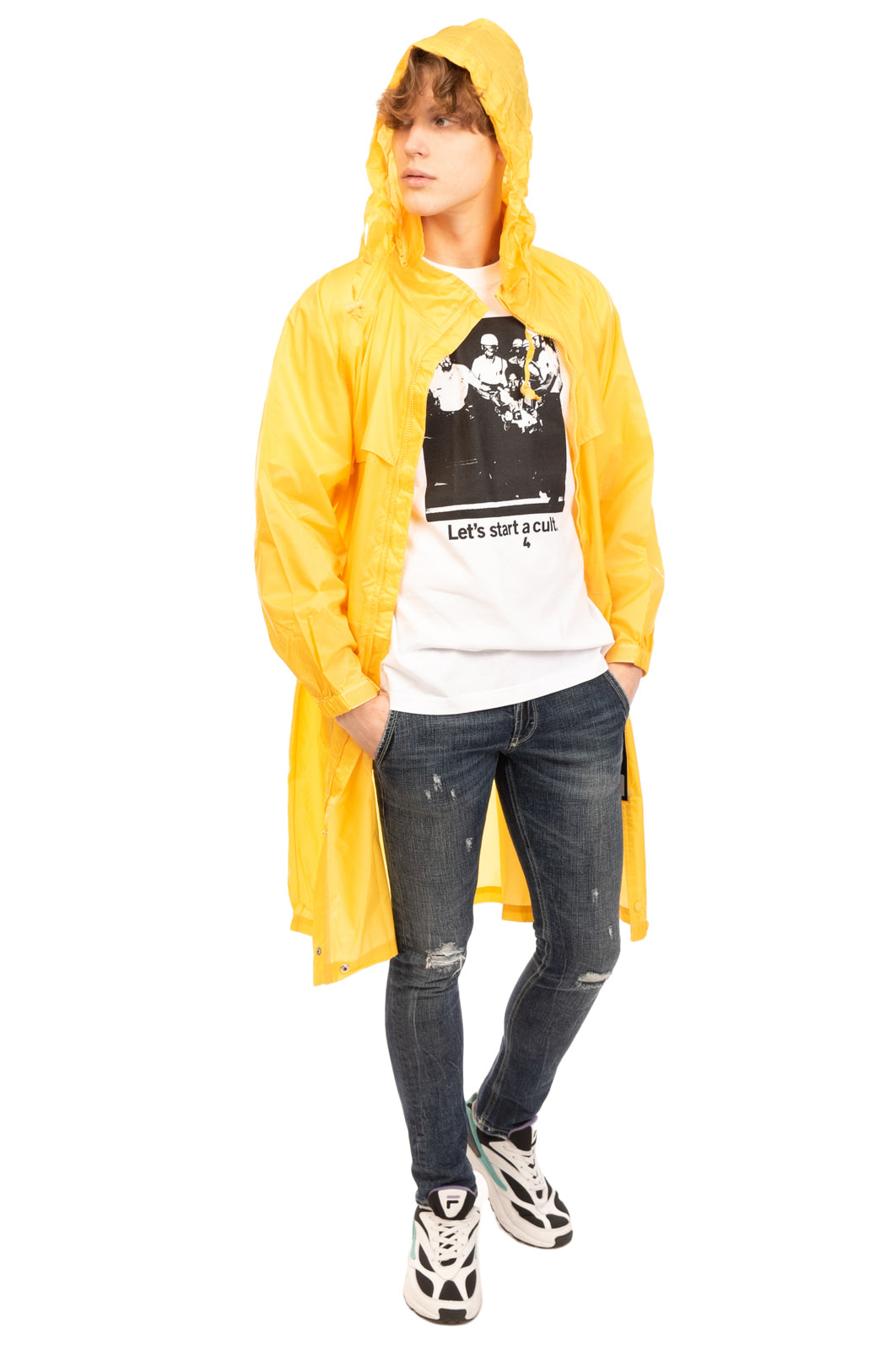 ASPESI NORD Raincoat Size M Lightweight Hooded Adjustable Length Funnel Neck gallery main photo
