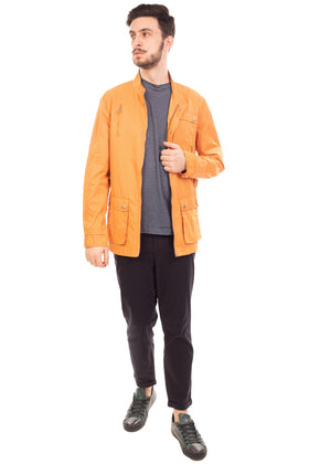JEAN BIANI Jacket Size 52 / XL Orange Partly Lined Full Zip Stand-Up Collar gallery photo number 1