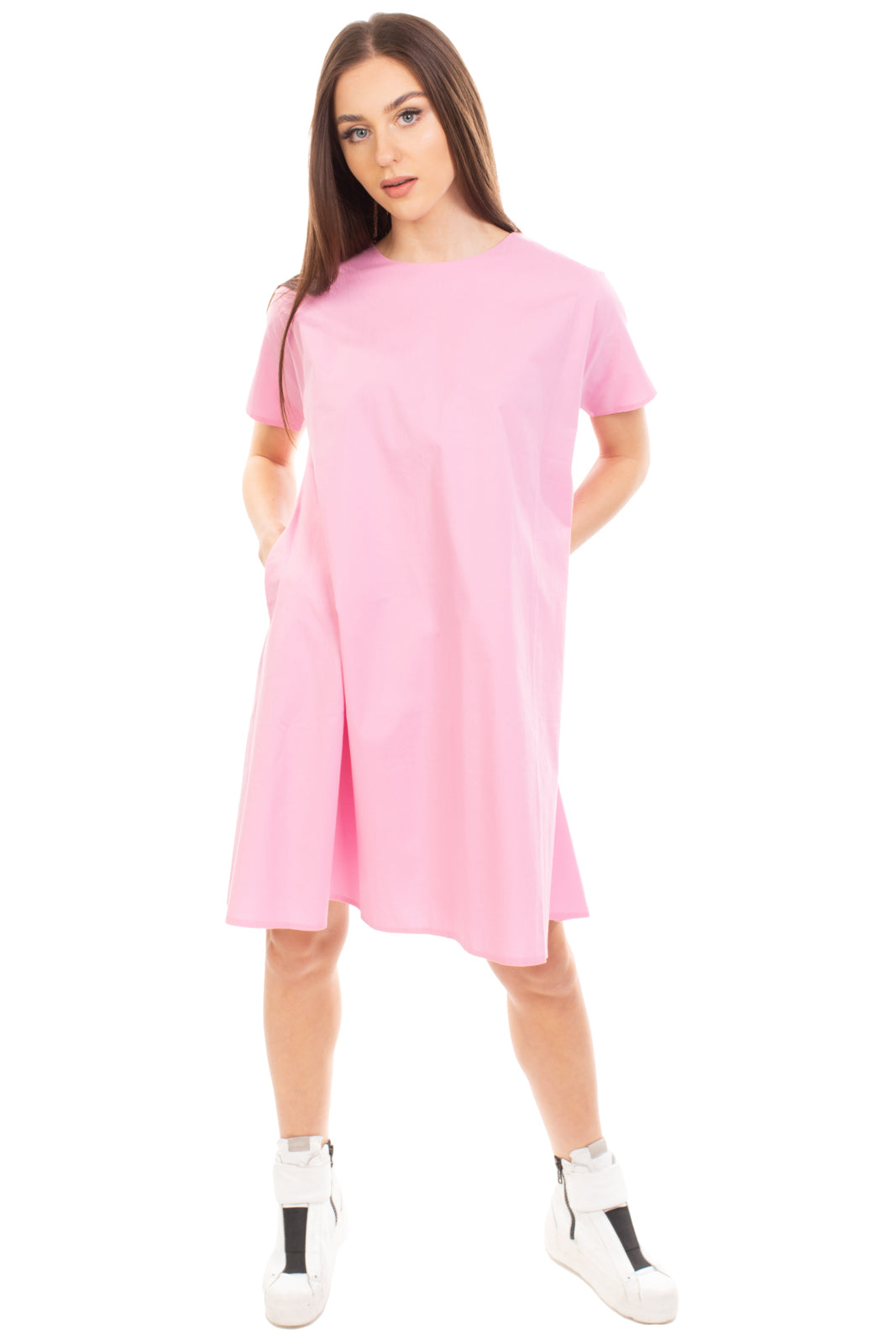 RRP€230 M BY MAIOCCI Trapeze Dress Size 42 / L Pink Knee Length Crew Neck gallery main photo
