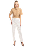 RRP€115 PIANURASTUDIO Cady Trousers Size 46 / XL Stretch White Low Waist Zip Fly gallery photo number 1