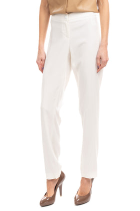 RRP€115 PIANURASTUDIO Cady Trousers Size 46 / XL Stretch White Low Waist Zip Fly gallery photo number 3