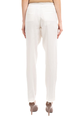 RRP€115 PIANURASTUDIO Cady Trousers Size 46 / XL Stretch White Low Waist Zip Fly gallery photo number 4