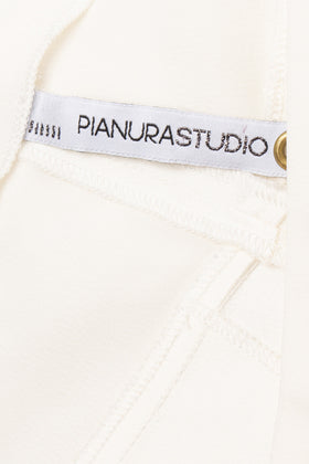 RRP€115 PIANURASTUDIO Cady Trousers Size 46 / XL Stretch White Low Waist Zip Fly gallery photo number 6