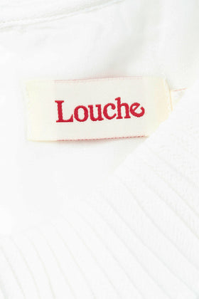 LOUCHE Crepe Flared Dress Size 10 / S White Fully Lined Pleated Keyhole Back gallery photo number 6
