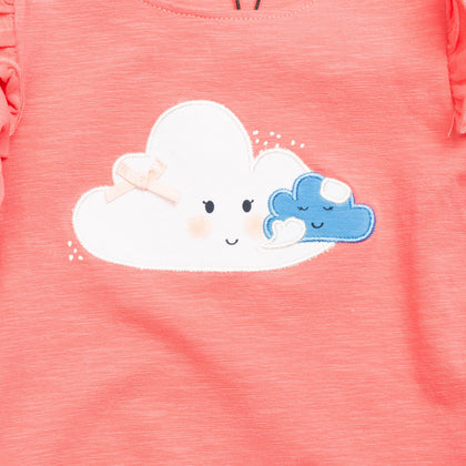 NAME IT T-Shirt Top Size 2-4M / 62CM Clouds Patches Ruffle Trim Raw Edges gallery photo number 3