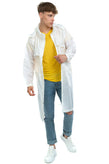 ASPESI NORD White Full Zip Raincoat Size M Lightweight Hooded Adjustable Length gallery photo number 2