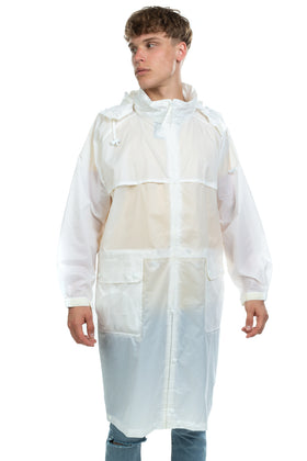 ASPESI NORD White Full Zip Raincoat Size M Lightweight Hooded Adjustable Length gallery photo number 3