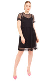 MOSS COPENHAGEN Tulle Overlay Dress Size M Black Polka Dot Knee Length gallery photo number 2