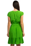 J.CREW Crepe Flounce Dress Size 00 / 2XS Green Wrap Front Ruffle Asymmetric Hem gallery photo number 4