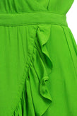 J.CREW Crepe Flounce Dress Size 00 / 2XS Green Wrap Front Ruffle Asymmetric Hem gallery photo number 5