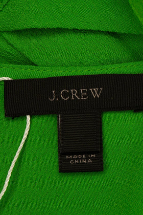 J.CREW Crepe Flounce Dress Size 00 / 2XS Green Wrap Front Ruffle Asymmetric Hem gallery photo number 6