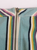 SCOUT Straight Skirt Size S Striped Pattern Logo Patch Zip Front Frayed Edges gallery photo number 9