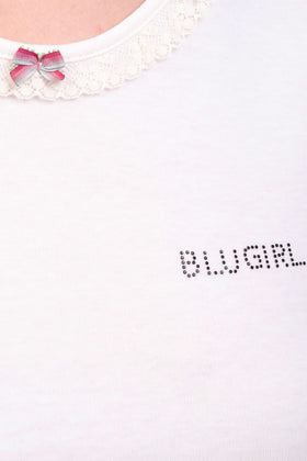 RRP €200 BLUGIRL BLUMARINE Pajama Set Size 40 / XS Lace Trim Embellished Logo gallery photo number 8