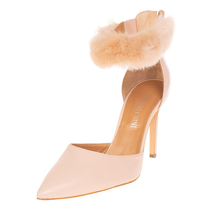 FABRIZIO CHINI Leather Ankle Strap D'Orsay Shoes EU 38 UK 5 US 8 Faux Fur Trim gallery photo number 2