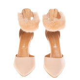 FABRIZIO CHINI Leather Ankle Strap D'Orsay Shoes EU 39 UK 6 US 9 Faux Fur Trim gallery photo number 3