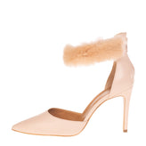 FABRIZIO CHINI Leather Ankle Strap D'Orsay Shoes EU 39 UK 6 US 9 Faux Fur Trim gallery photo number 4