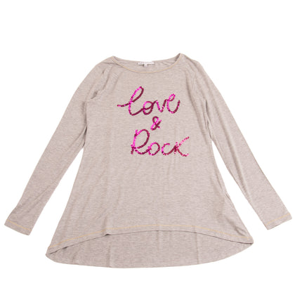 PATRIZIA PEPE T-Shirt Top Size XL / 12Y Sequined 'love & Rock' gallery photo number 1