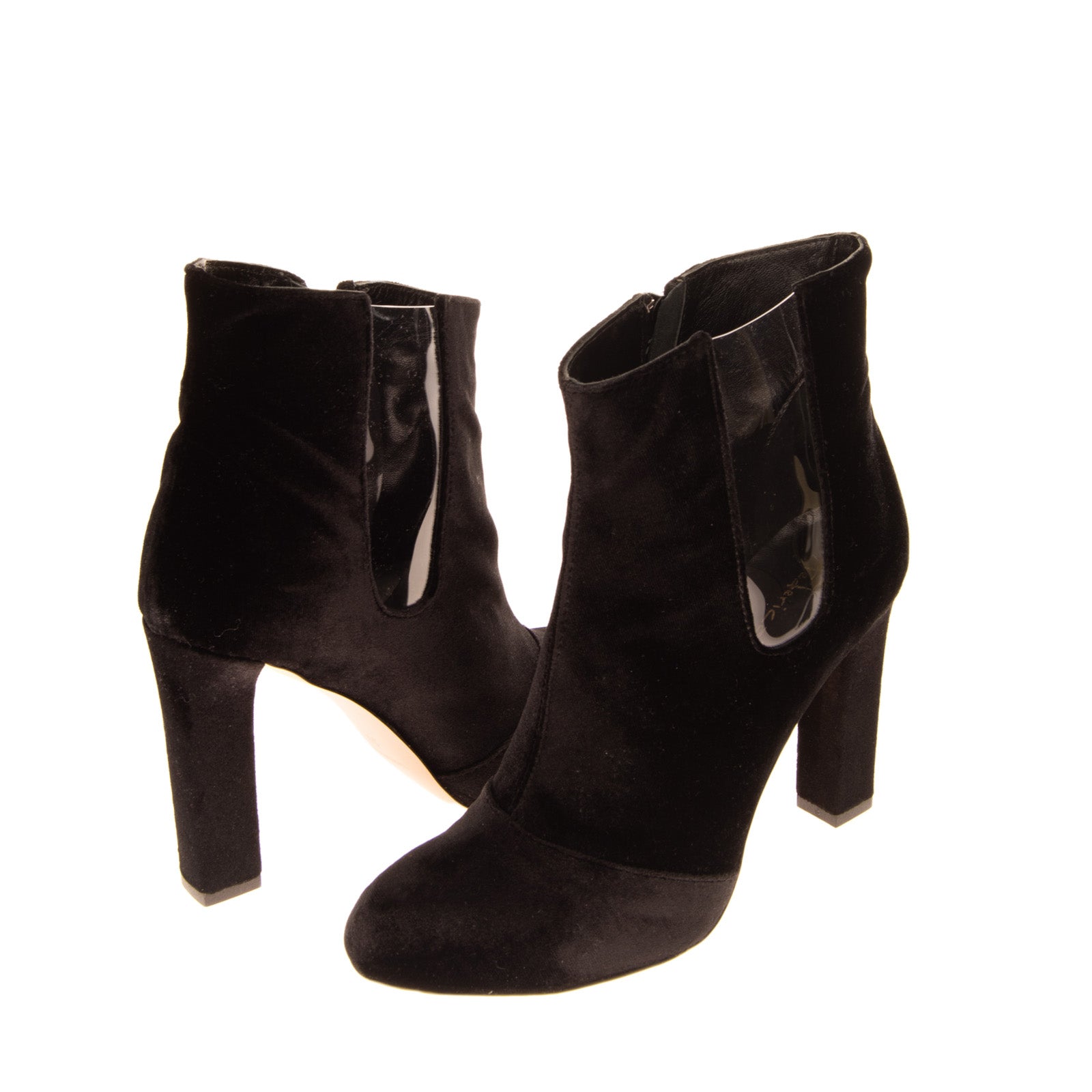 RRP €140 FEDERICA STELLA Velour Ankle Boots Size 39 UK 6 US 9 Black Transparent gallery main photo