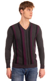 DOMENICO TAGLIENTE Jumper Size L Wool Blend Striped Thin Knit V Neck RRP €220 gallery photo number 2