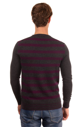 DOMENICO TAGLIENTE Jumper Size L Wool Blend Striped Thin Knit V Neck RRP €220 gallery photo number 4