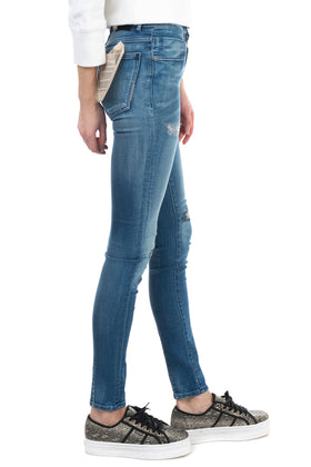 RRP €115 NEUW Jeans W24 L32 Stretch Destroyed Faded Inside Patches Skinny gallery photo number 3