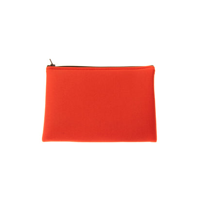 SARAH JANE Neoprene Clutch Bag Pouch Orange Zipped Made in Italy gallery photo number 2
