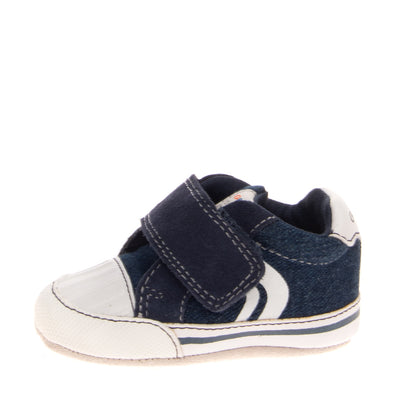 GEOX RESPIRA Baby Denim & Leather Sneakers Size 18 UK 2.5 US 3 Breathable Logo gallery photo number 4