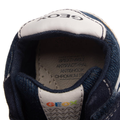 GEOX RESPIRA Baby Denim & Leather Sneakers Size 17 UK 1.5 US 2  Antibacterial gallery photo number 9