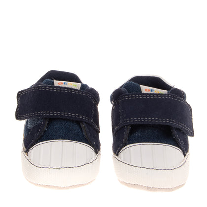 GEOX RESPIRA Kids Denim & Leather Sneakers Size 17 UK 1.5 US 2 Breathable Logo gallery photo number 3