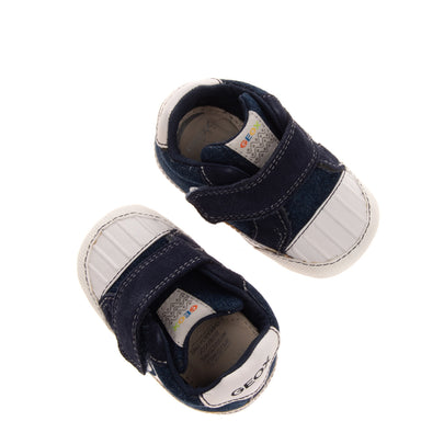 GEOX RESPIRA Baby Denim & Leather Sneakers Size 18 UK 2.5 US 3 Breathable Logo