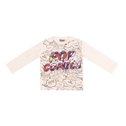 GRANT GARCON BABY T-Shirt Top Size 12M Coated 'POP COMICS' Long Sleeve gallery photo number 1