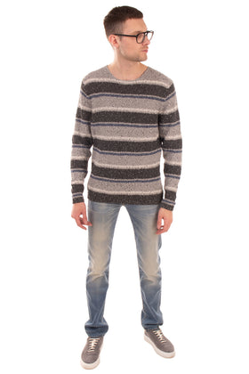 ONLY & SONS Jumper Size L Thin Knit Striped Pattern Long Sleeve- Round Neck gallery photo number 1