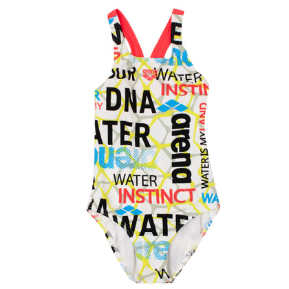 ARENA One Piece Swimsuit Size 6-7Y Chlorine Resistant Inscriptions Racerback gallery photo number 1