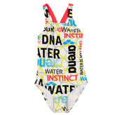 ARENA One Piece Swimsuit Size 8-9Y Chlorine Resistant Inscriptions Racerback gallery photo number 1