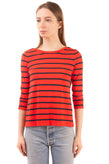 ONLY Jumper Size M Striped Thin Knit Cross-Over Back 3/4 Sleeve Neck gallery photo number 2