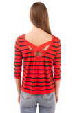 ONLY Jumper Size M Striped Thin Knit Cross-Over Back 3/4 Sleeve Neck gallery photo number 4