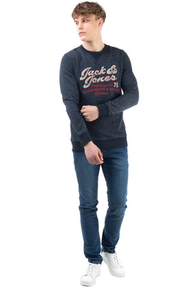 JACK & JONES PREMIUM Sweatshirt Size M Coated Front Worn Look Melange gallery photo number 1