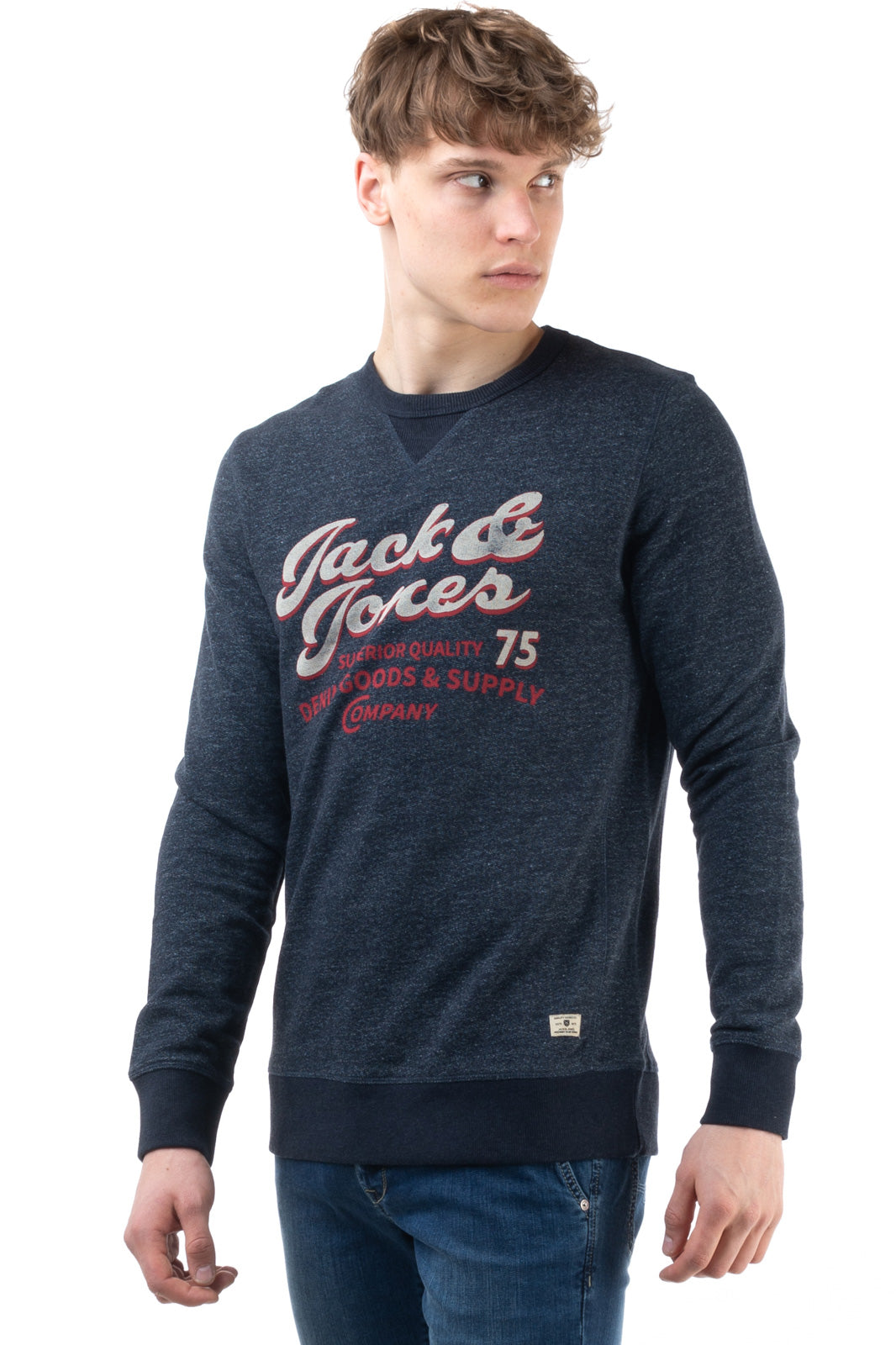 JACK & JONES PREMIUM Sweatshirt Size S Coated Front Worn Look Melange Effect gallery main photo