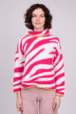 VICOLO Jumper One Size Cashmere Angora & Wool Blend Zebra Striped Cowl Neck gallery photo number 3